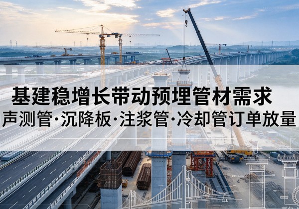 遂宁基建稳增长带动预埋监测管材需求，声测管、沉降板、注浆管订单持续放量